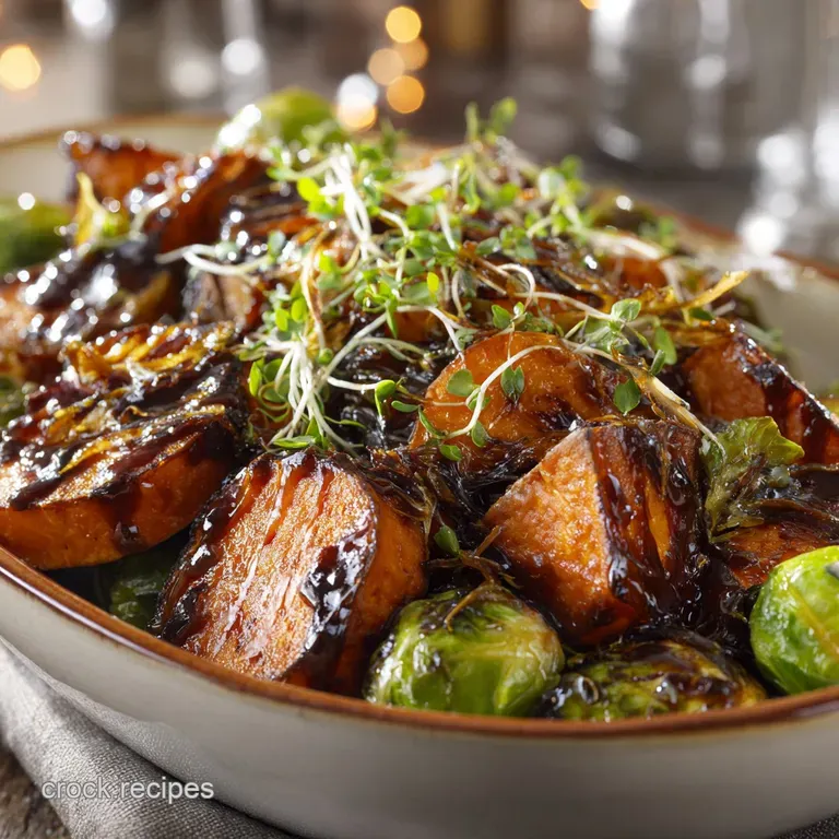 Sticky balsamic glazed sweet potatoes and sprouts RestaurantQuality at Home