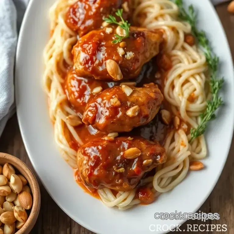 Sear Sticky Chicken with Sherry & Almonds presentation