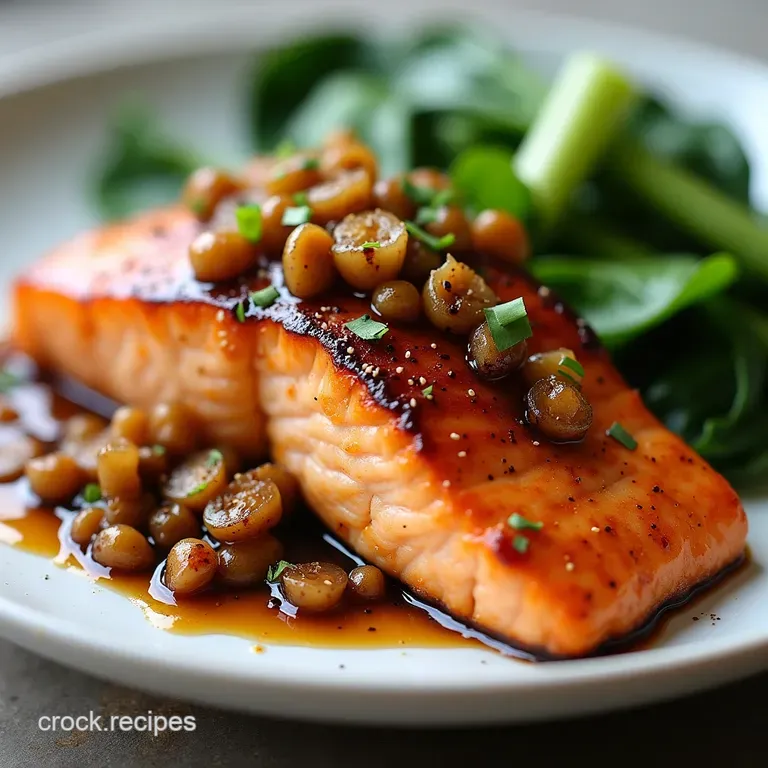 Sticky SesameGinger Glazed Salmon with Crispy Shallots and Bok Choy