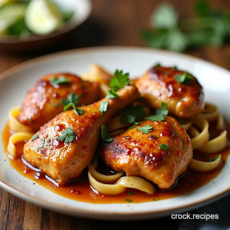 Sticky Sweet Savory Honey Garlic Crock Pot Chicken Thighs