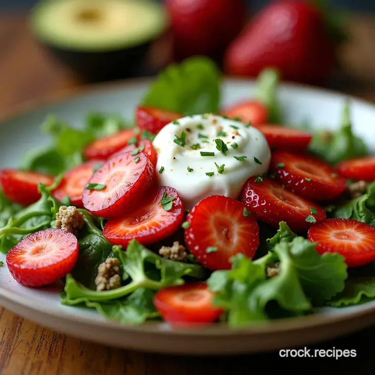 Strawberries Cream Panzanella Salad presentation