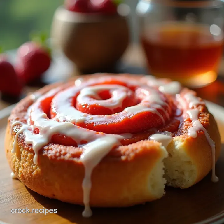 The Strawberries Cream Swirl Sticky Soft Strawberry Cinnamon Rolls presentation
