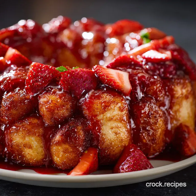 Strawberry Monkey Bread: Sunshine Pull Apart Bread with Cream Cheese Glaze presentation