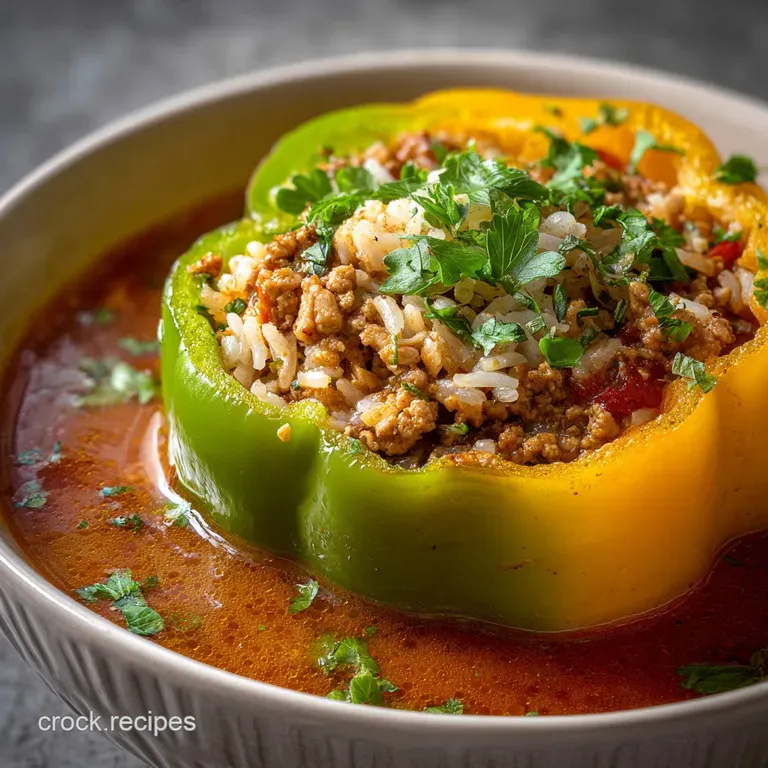 Stuffed Bell Pepper Soup with Ground Turkey and Rice