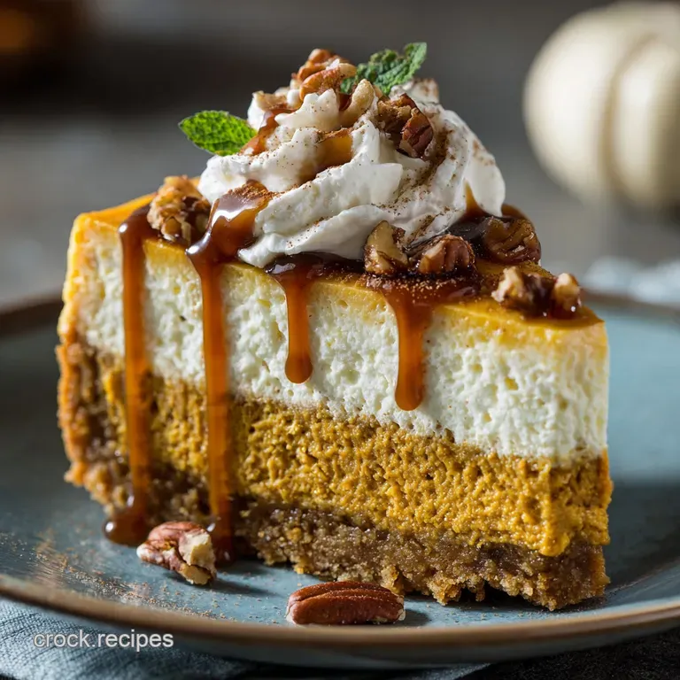 Sugarfree Layered Pumpkin Cheesecake: Rich Creamy Keto-Friendly Autumn Dessert presentation
