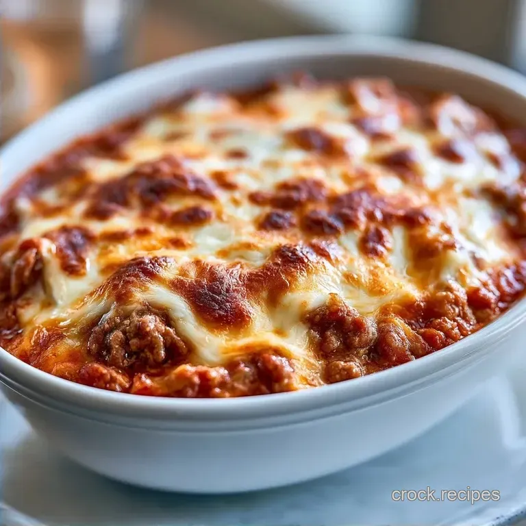 Summer Crockpot Pizza Casserole with Ground Beef
