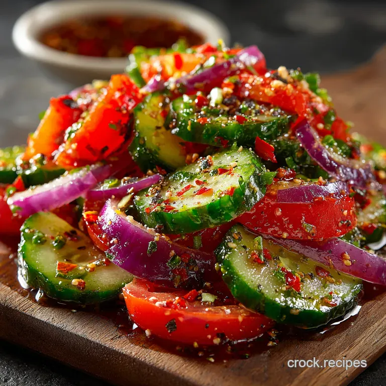 Summer Garden Burst Marinated Cucumber Tomato Red Onion Salad with 5 Fresh Boosts presentation