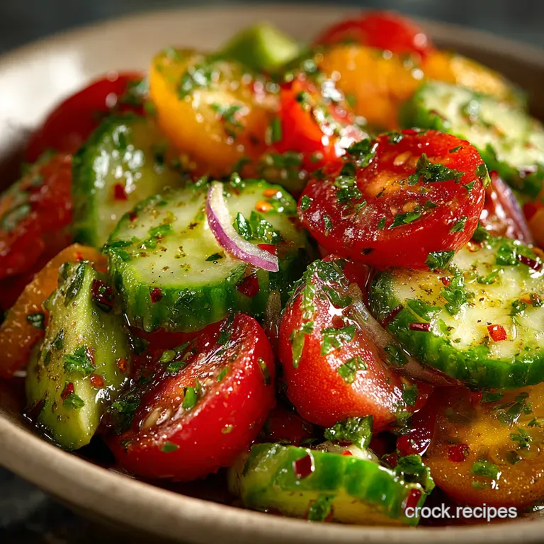 Summer Garden Confetti Salad Cucumber Tomato Avocado presentation