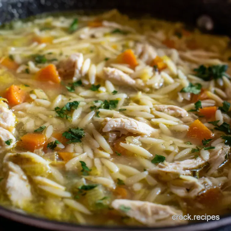 Sunny Lemon Chicken Orzo Soup presentation