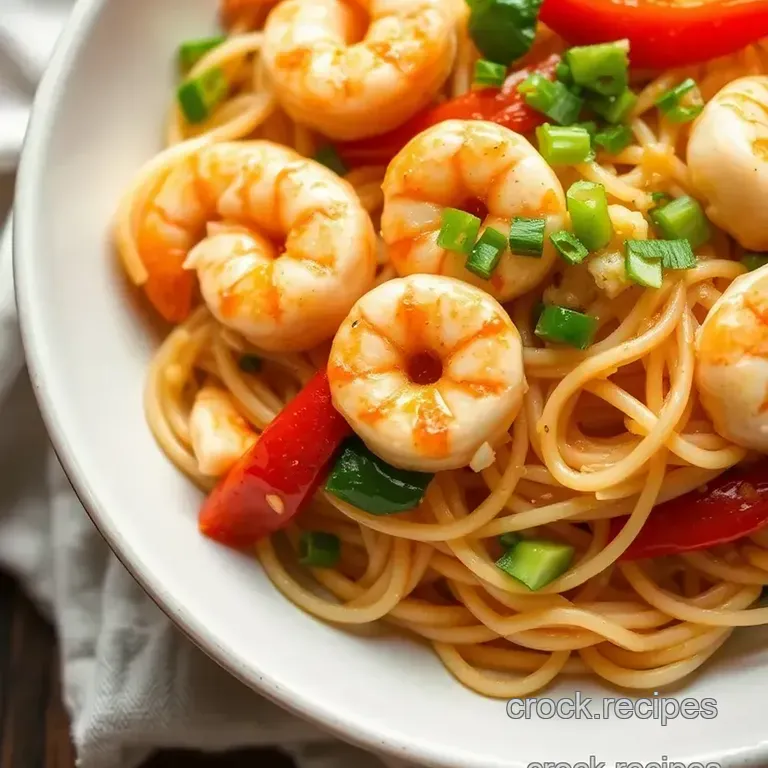 Zesty Stir-fry Prawns with Quick Noodles presentation