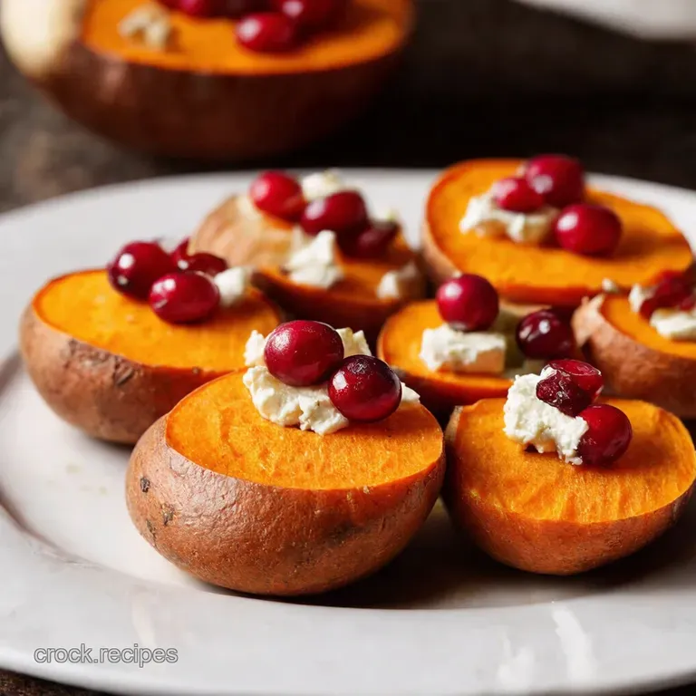 Sweet Potato Bites with Goat Cheese Cranberry Jewels presentation