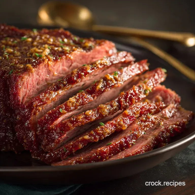 Slow Cooker Corned Beef Brisket with Cabbage and Beer presentation