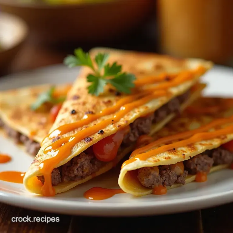The Diner Delight Ultimate Cheeseburger Quesadillas with Secret Sauce Drizzle presentation