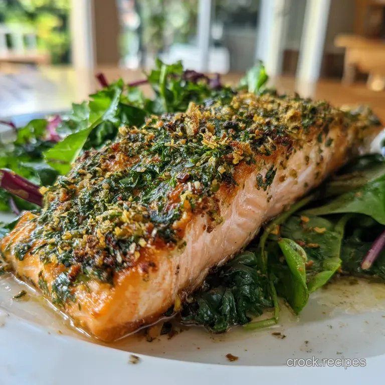 The Managed Method Flawless Lemonherb Crusted Salmon Greens presentation