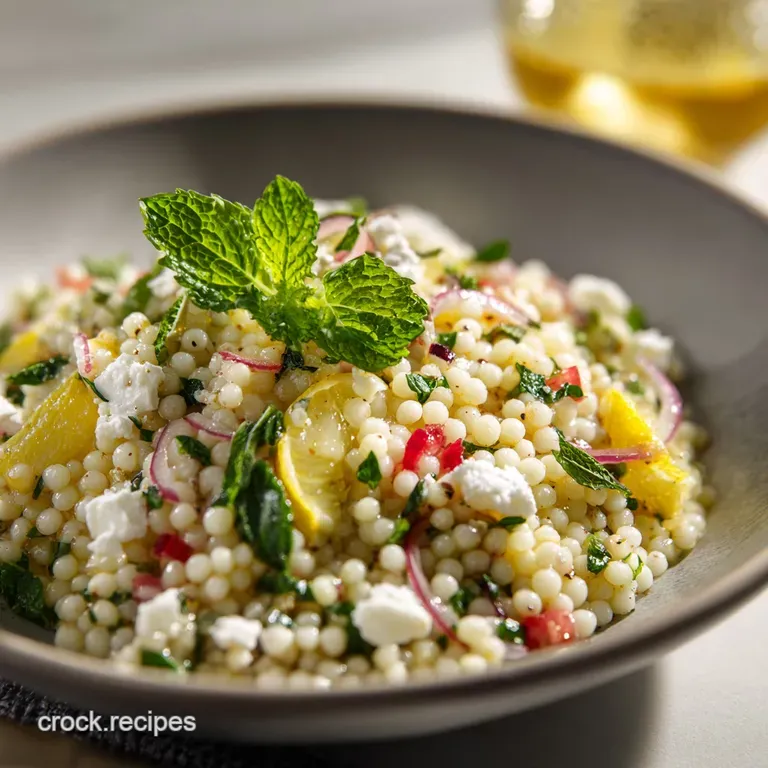 Israeli Couscous: Toasted Mediterranean Pearl Salad presentation