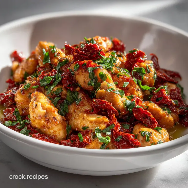 Creamy, golden chicken thighs nestled in a vibrant red sun-dried tomato sauce. Glistening, speckled with herbs and served ...