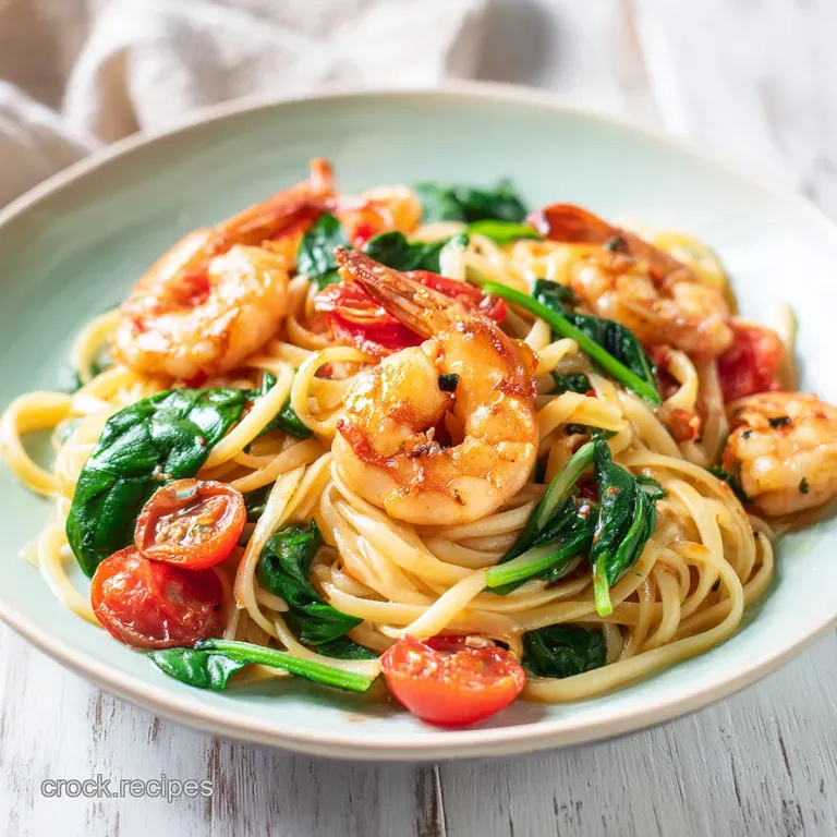 Tomato Spinach Shrimp Pasta: Zesty Garlic Butter