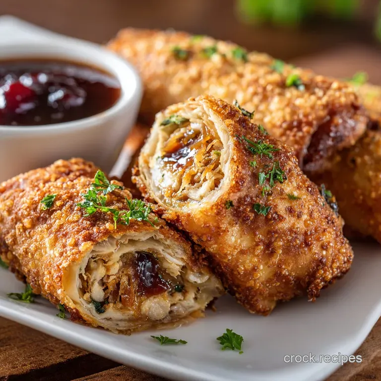 Turkey Stuffing Air Fryer Eggrolls Crispy Revival of Thanksgiving Leftovers presentation