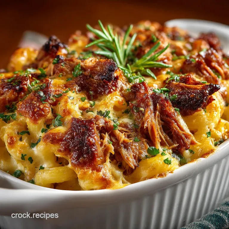 The Ultimate Smoky BBQ Pulled Pork Mac Cheese Bake
