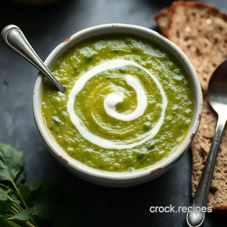 Blend Spinach Soup with Creamy Crème Fraîche presentation