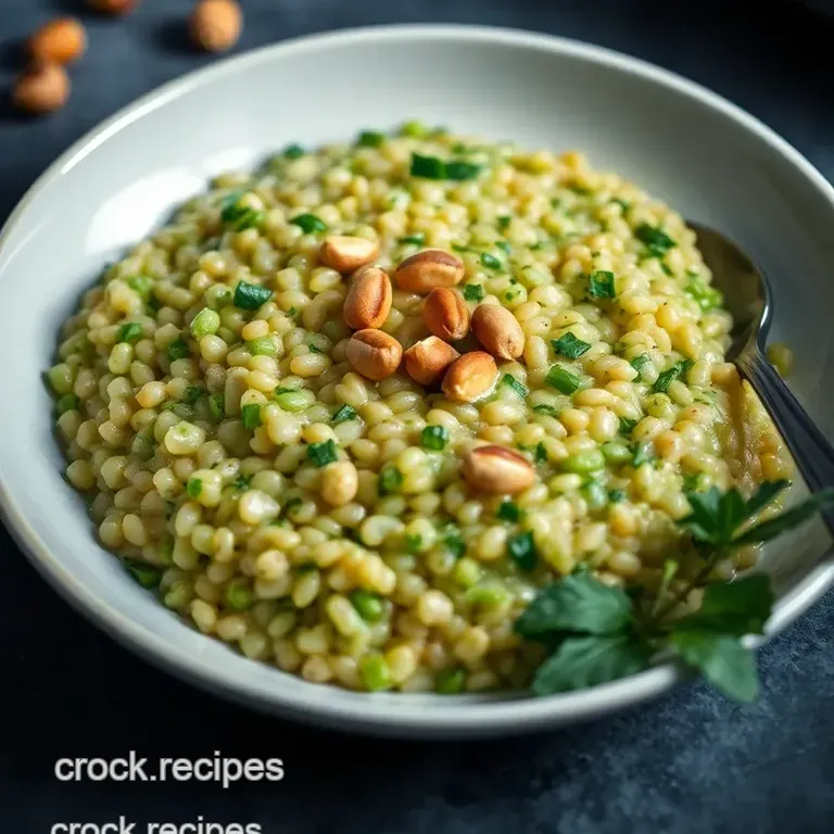 Watercress Pearl Barley Risotto presentation