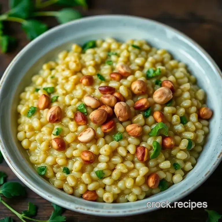 Deliciously Easy Watercress Pearl Barley Risotto with Brown Butter Hazelnuts