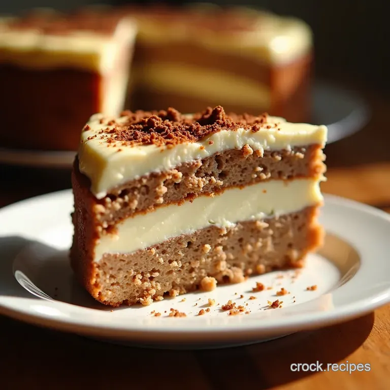 White Chocolate Dream German Chocolate Cake with a Cheesecake Surprise presentation