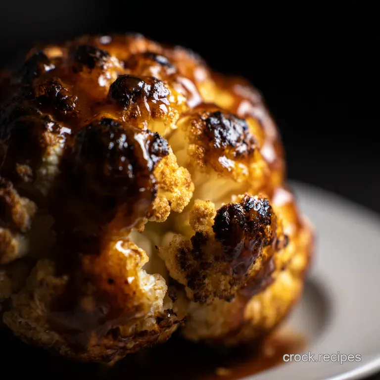 Whole Roasted Cauliflower with Smoked Paprika Lemon Glaze presentation
