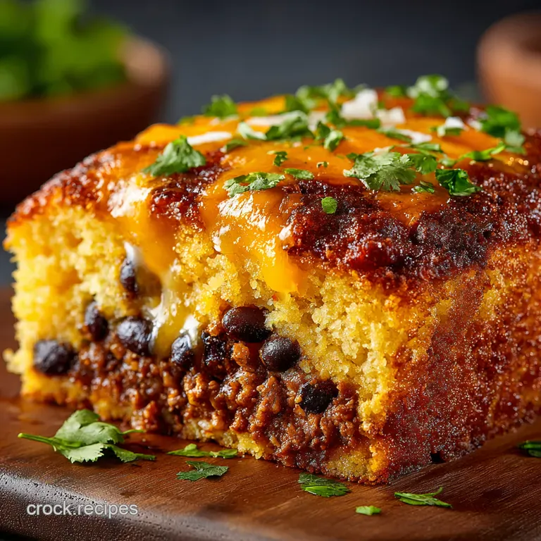 Yeehaw Cowboy Cornbread Casserole with Black Beans presentation