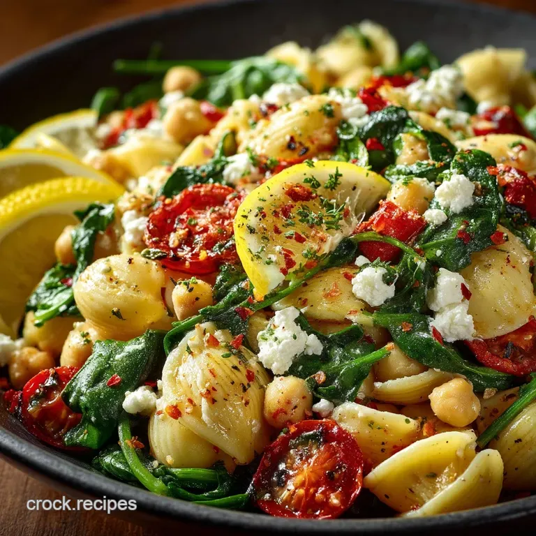 Sunshine in a Bowl Bright Lemon Feta Chickpea and Spinach Pasta Salad