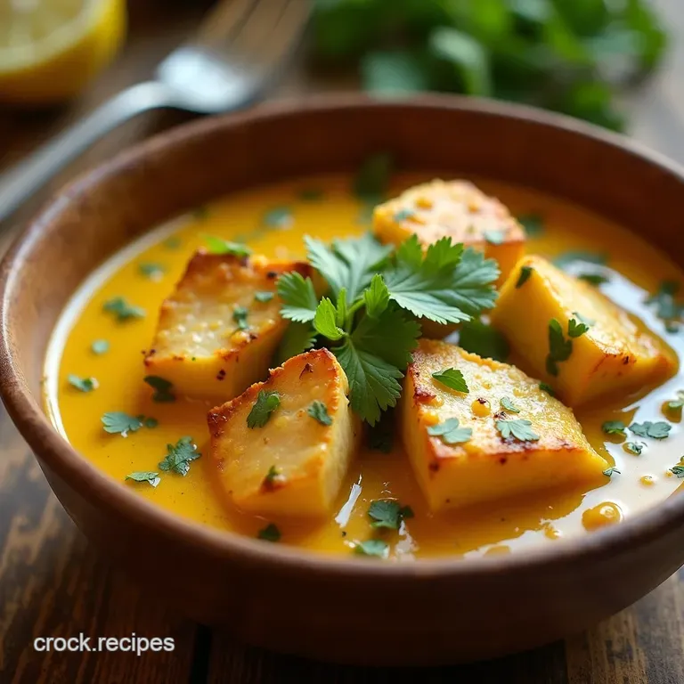 Sunshine in a Bowl Creamy Coconut Fish Curry with Kaffir Lime Lemongrass presentation