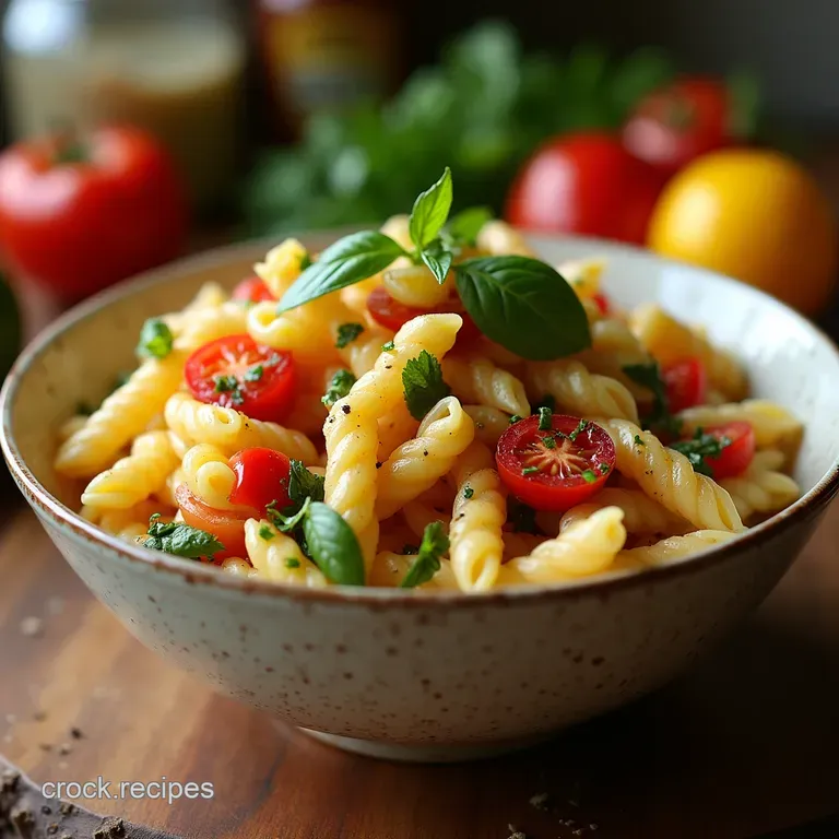 The Sundrenched Bowl Zesty Glutenfree Mediterranean Pasta Salad presentation