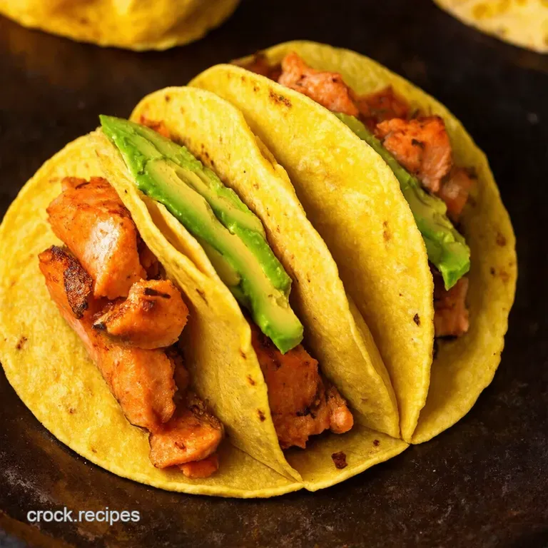Zesty Grilled Salmon Tacos with Avocado Crema presentation