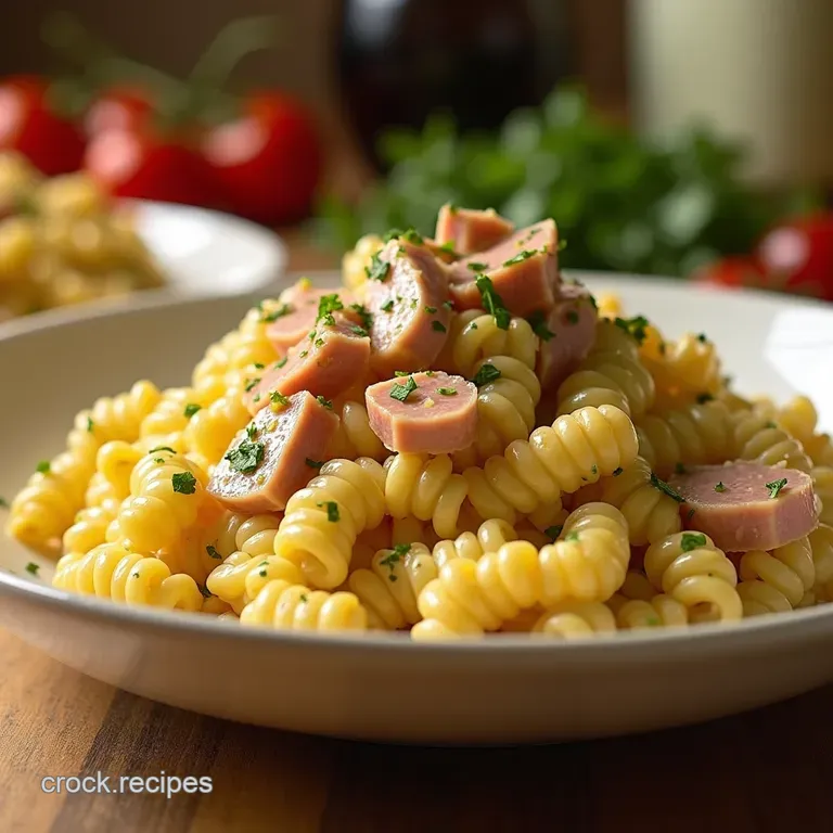 Zesty Summer Sensation Creamy Tuna Sweet Corn and Herb Pasta Salad presentation